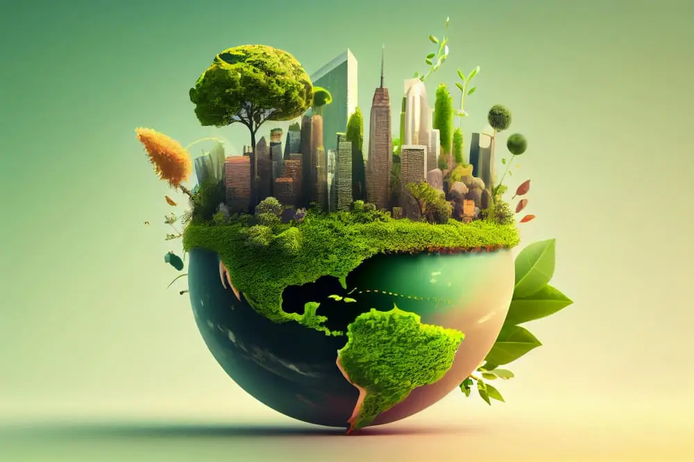 Sustentabilidade na RBW - Cidade sustentável em um globo verde